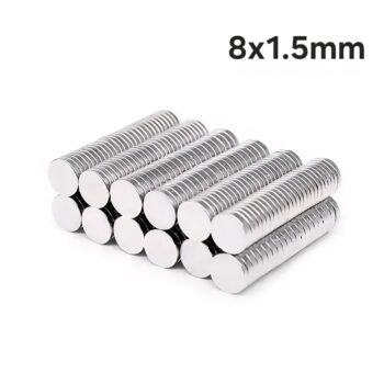 مغناطيس نيوديميوم علبة 100 قطعة مقاس 8x1.5ملم قوة n42 استخامات متعددة