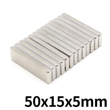 مغناطيس نيوديميوم قوي 2 قطعة مقاس 50x15x5 ملم قوة n52 طلاء نيكل ضد الصدأ ، استخدامات متعددة⁩