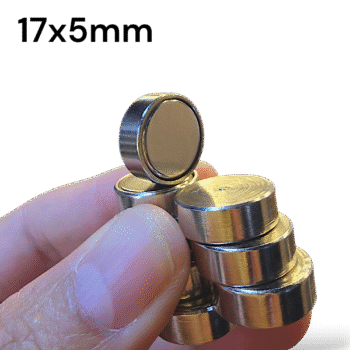 4 قطعة مغناطيس نيوديميوم بكفر ضد الكسر مقاس 17x5mm ملم قوة ن 52 طلاء نيكل - mn0233