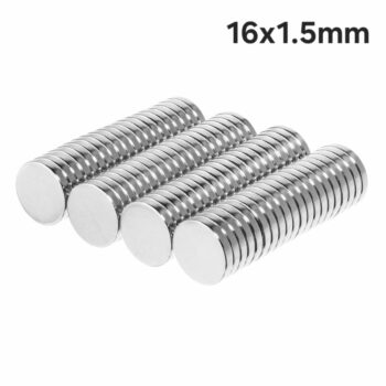 مغناطيس نيوديميوم علبة 100 قطعة مقاس 16x1.5ملم قوة n42 لصناعة العلب الهارد كفر والبوكسات وتثبيت الاشياء واستخدامات اخري